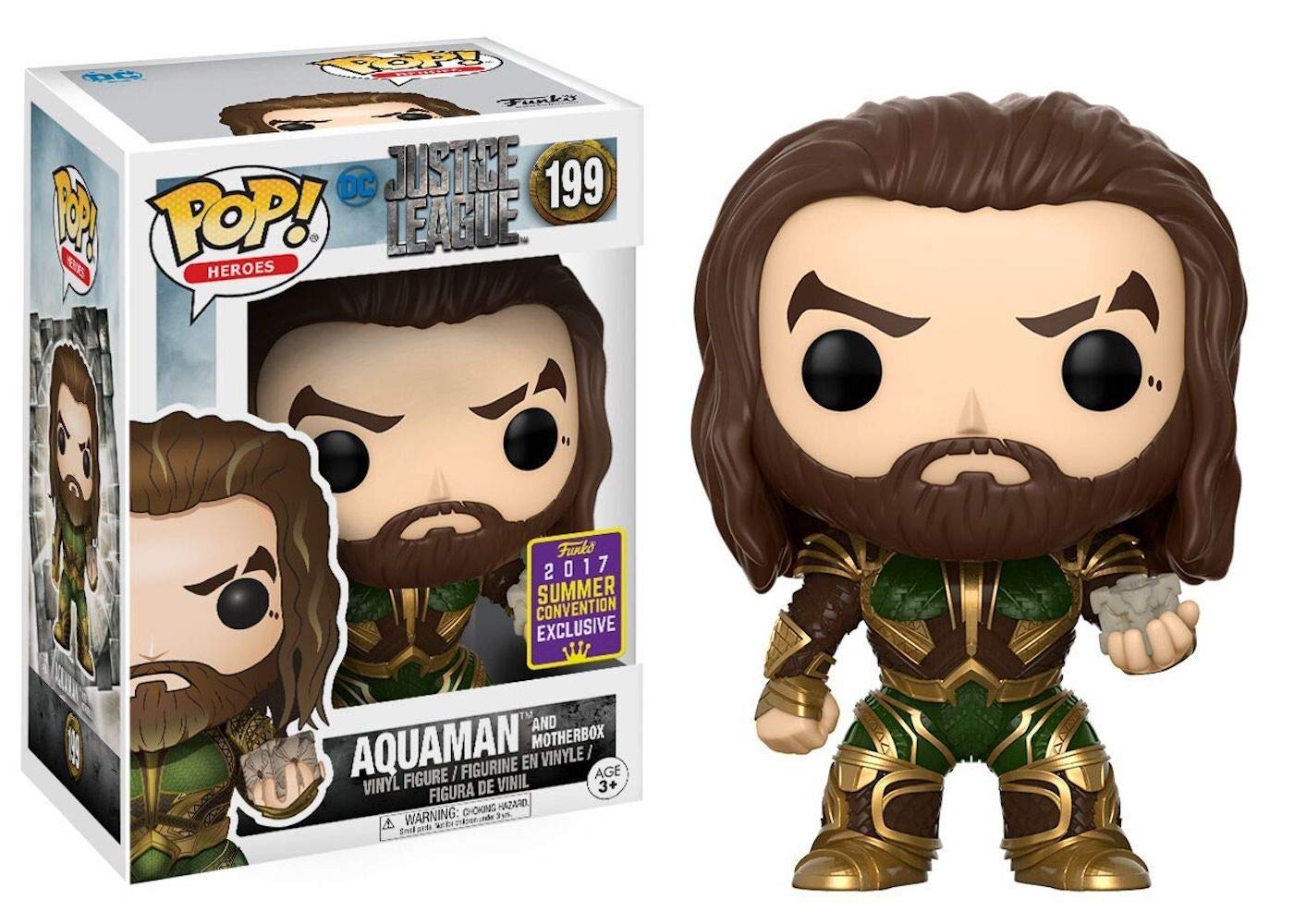 Pop Movies: Dc - Justice League - Aquaman With Mother Box Summer Convention Exclusive