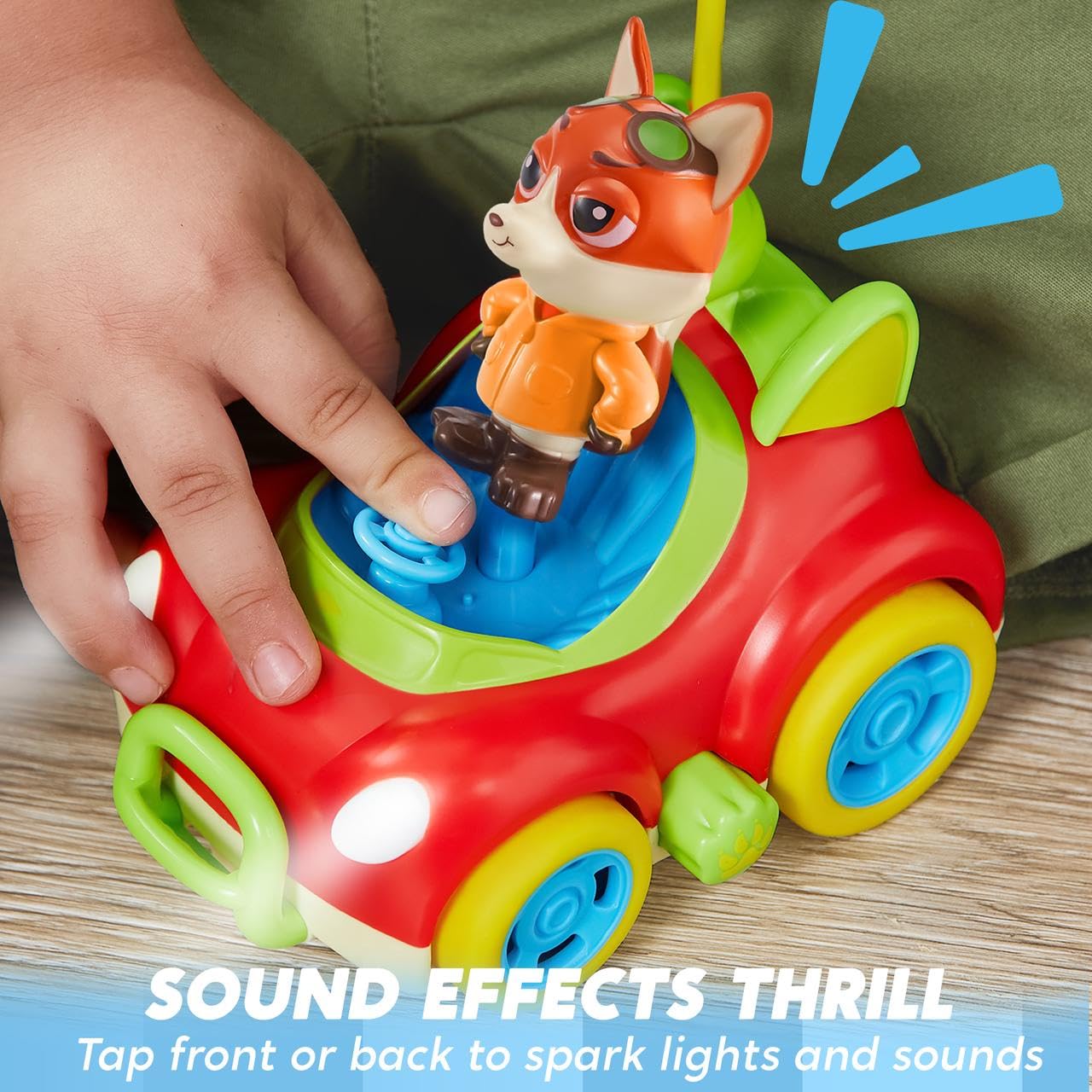 Remote Control Car for Toddlers, 2 Pack RC Cars with Figure Bump & Ejection Play, Kids Cartoon Toys with LED Lights, Music, Volu