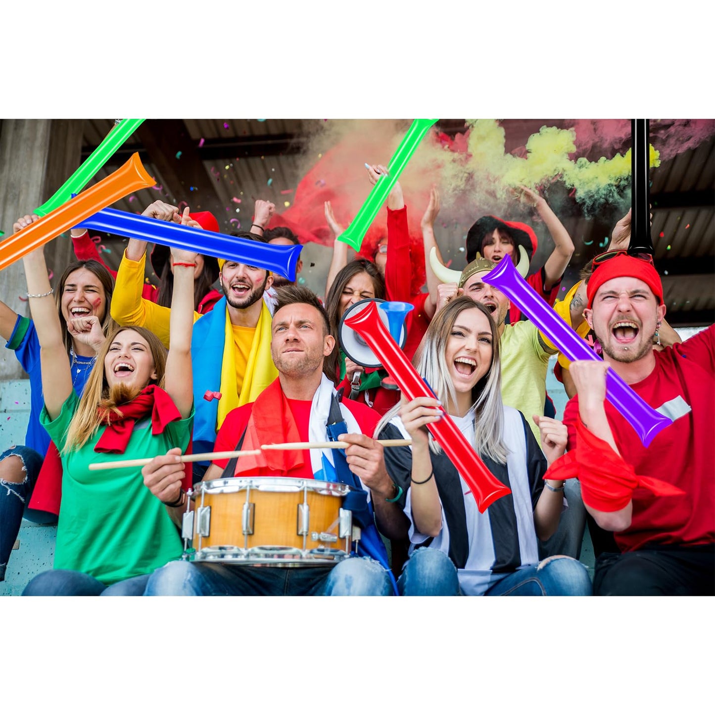 Cssopenss 50 Pcs Black Thunder Sticks Thicken Plastic Cheersticks Black Inflatable Thunder Sticks Sporting Events Team Spirit Ch