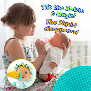 JA-RU Magic Baby Doll Bottles Set - 2 Packs of 2 Plastic Milk & Juice Bottles, Multi-color, Small