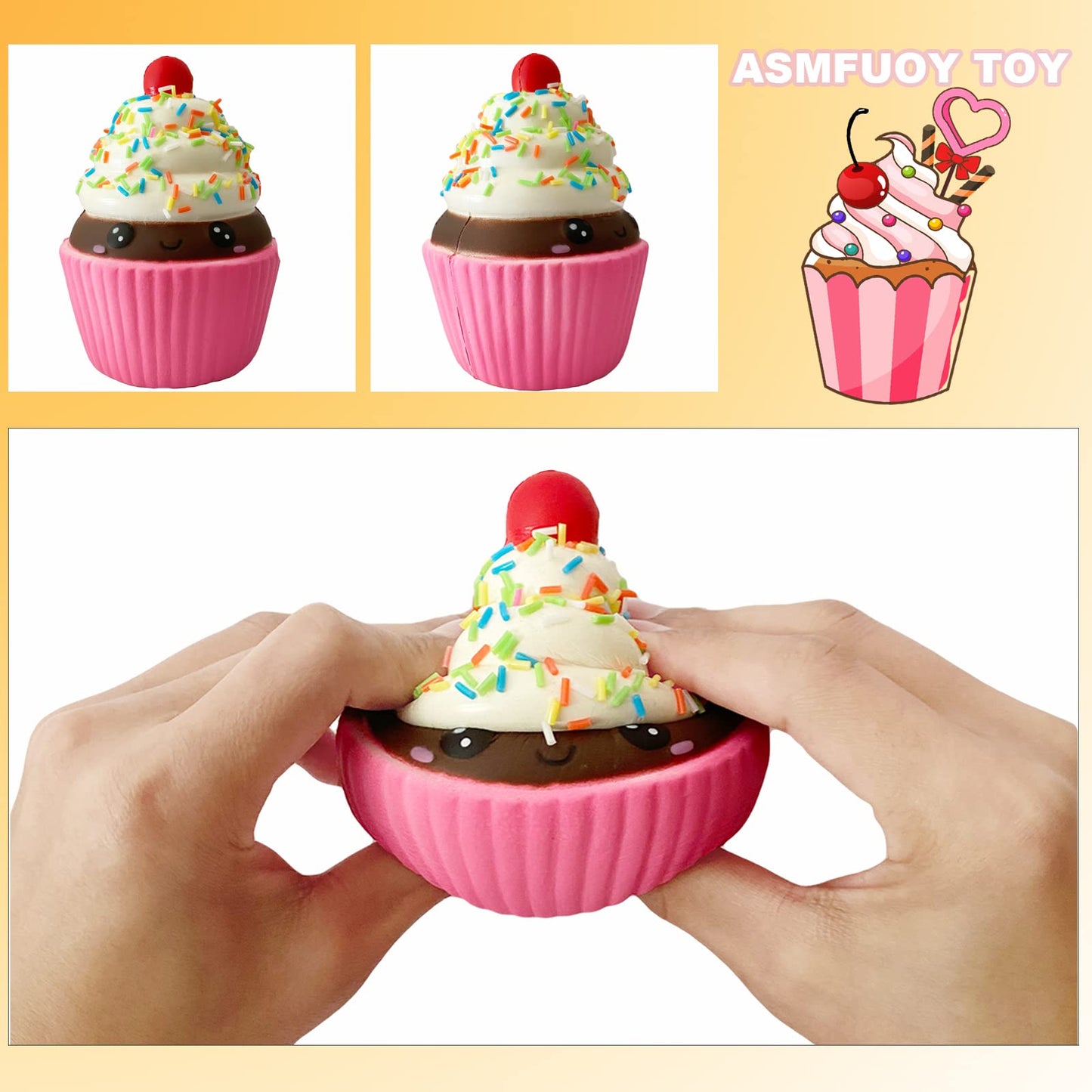 Asmfuoy Slow Rising Ice Cream Cake Cup Squishies Toy For Kids Birthday Gift,Cute Stress Relief Simulation Lovely Squishys Squishi Squeeze Toys