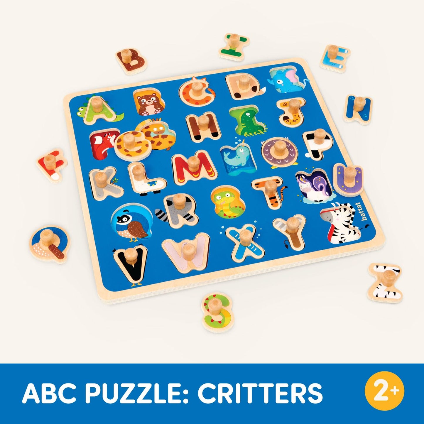 Battat – Wooden Peg Puzzle – Abc Puzzle For Toddlers – Wooden Toys – Educational Toys – 2 Years + – Wooden Peg Puzzle: Critters