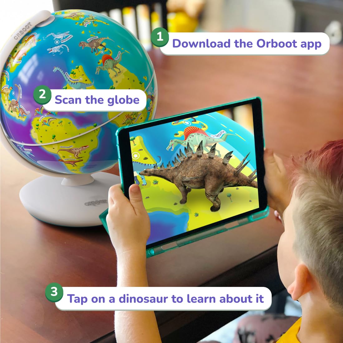 Playshifu Interactive Dinosaur Toys - Orboot Dinos (Globe + App) 50 Dinosaurs, 500+ Facts | Educational Dinosaur Toys For Kids 5-7 | 4 5 6 7 8 Year Old Birthday Gifts (Works With Tabs/Mobiles)