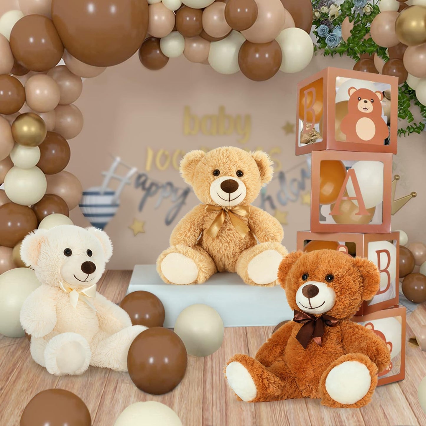 Morismos Teddy Bear Stuffed Animals, 18Inch Bulk Teddy Bears Plush For Kids, Medium Size Bears For Baby Shower, Christmas
