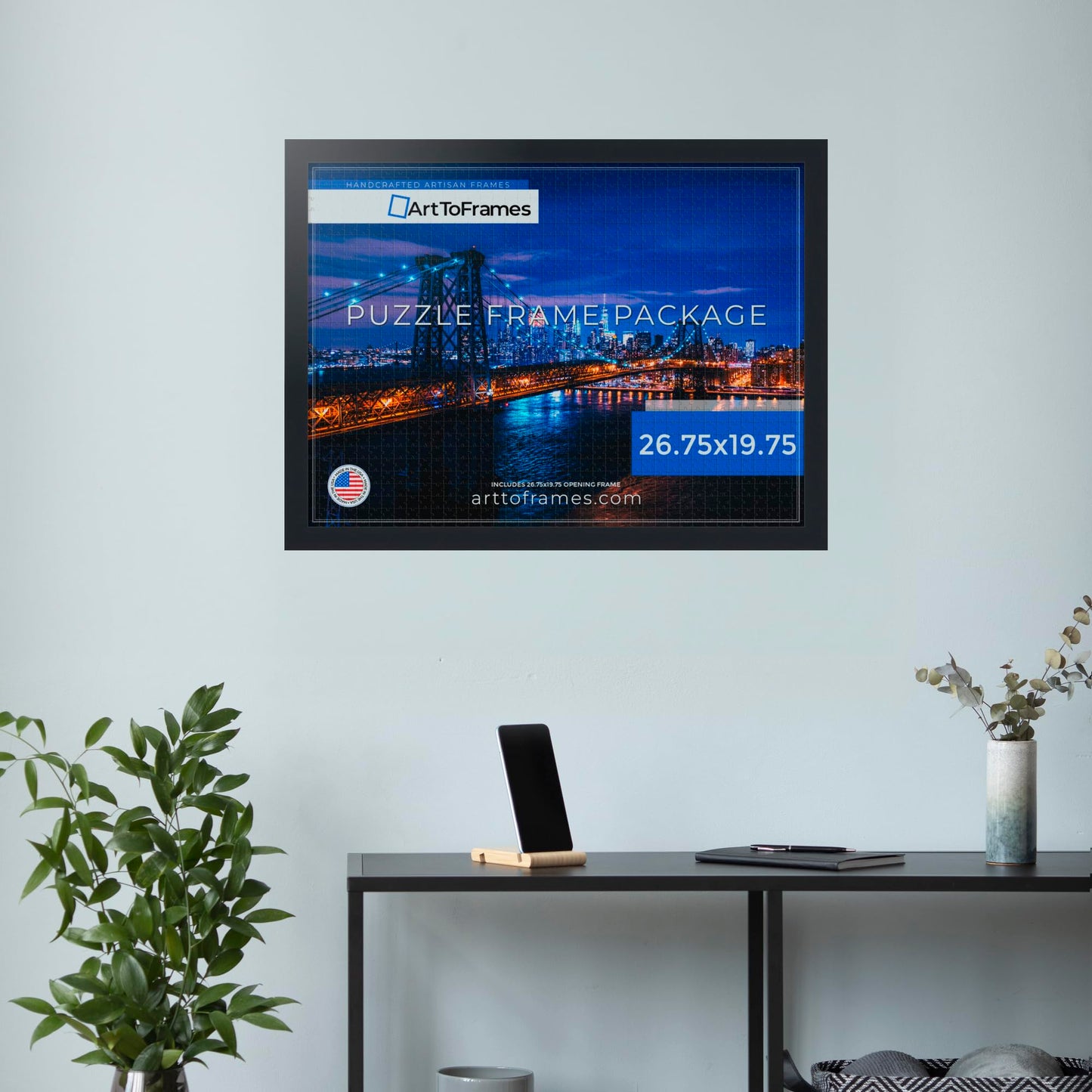 Arttoframes 26.75X19.75 Inch/68X50 Cm Black Frame For 1000 Piece Puzzles.This 1.25 Inch Custom Mdf Puzzle Frame Is Black - Comes