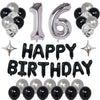Naninuneno 16Th Black Silver Birthday Party Decorations For Boys Girls, Happy 16 Birthday Party Supplies With Black Happy Birthd