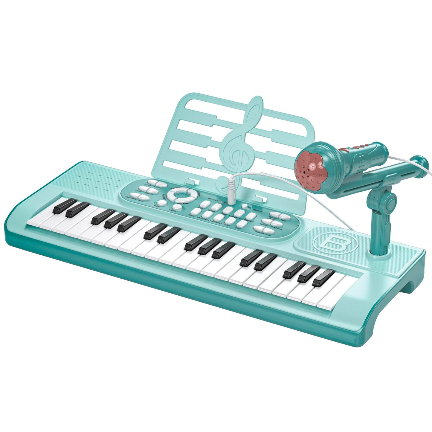 Cozybuy Toddler Piano Toy Keyboard, 37 Keys, White, Music Theme, Ages 3-6