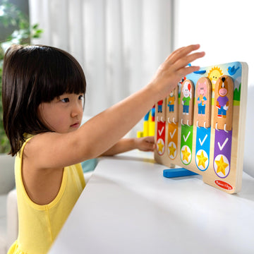 Melissa & Doug Wooden Daily Routines Chart for Kids 3+ - Multi-color, FSC Certified, Model 50893, 12" x 9" x 1.2"