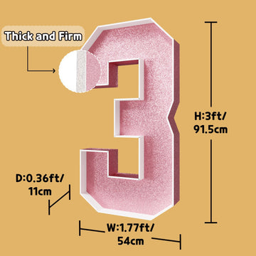 Imprsv 3Ft Rose-Gold 13Th-Birthday Decorations Numbers: 13Th Birthday Party Anniversary Decorations Large Light Up Numbers 13 Fo