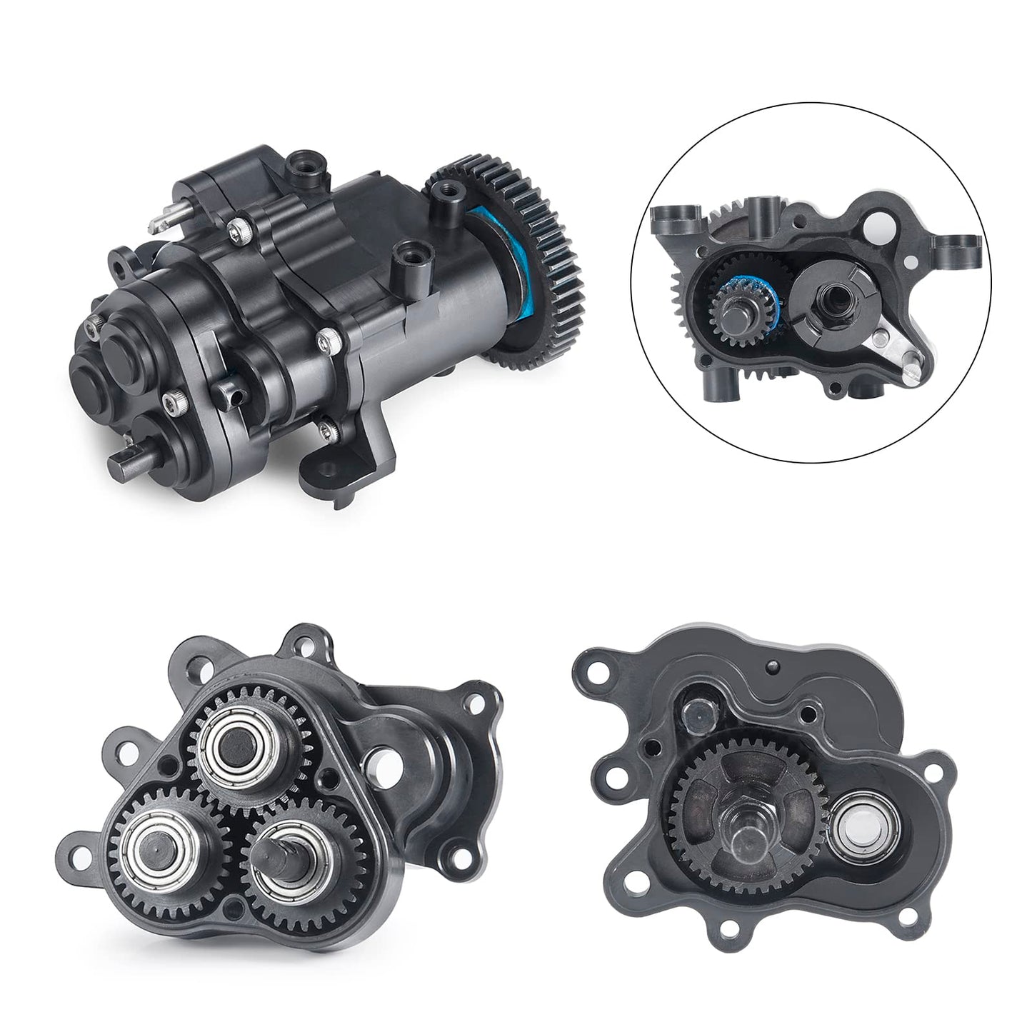 RCLions CNC Aluminum Metal Transmission Case Gearbox with Steel Gear for TRX4 T4 1/10th RC Crawler Car