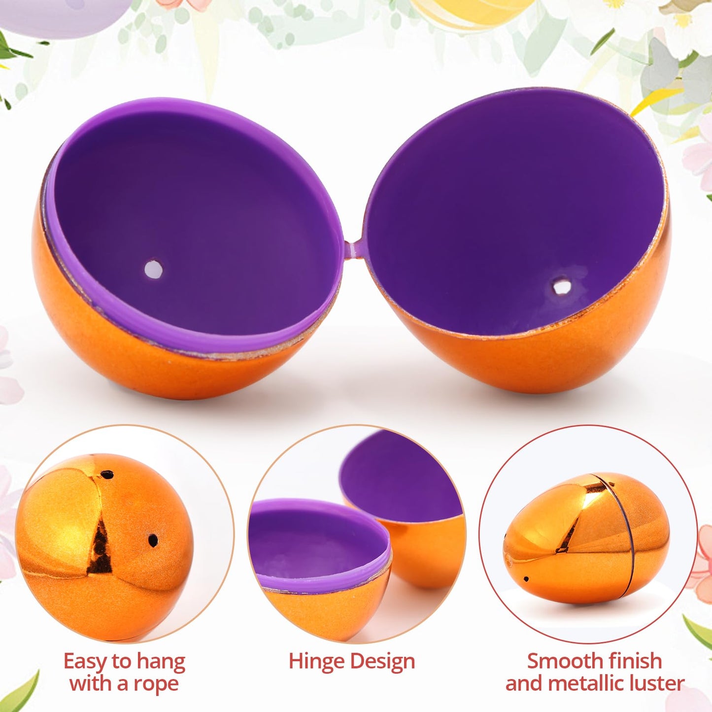 Skirfy Fillable Easter Eggs 2.36'' Inch (36 Pack) With Hinge Bulk Colorful Bright Plastic Easter Eggs, Perfect For Easter Egg Hu