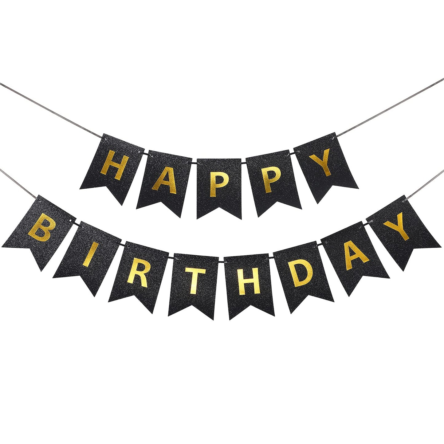 Happy Birthday Banner With Shiny Letters Glitter Happy Birthday Banner Shiny Birthday Hanging Signs Birthday Party Supplies (Bla