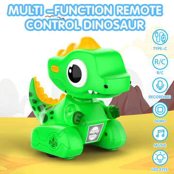 YUAN PLAN Remote Control Robot Dinosaur Toys, Dinosaur Toys for Kids, Robot Toy With LED Light Eyes, Auto-Demo, Recording, Repea