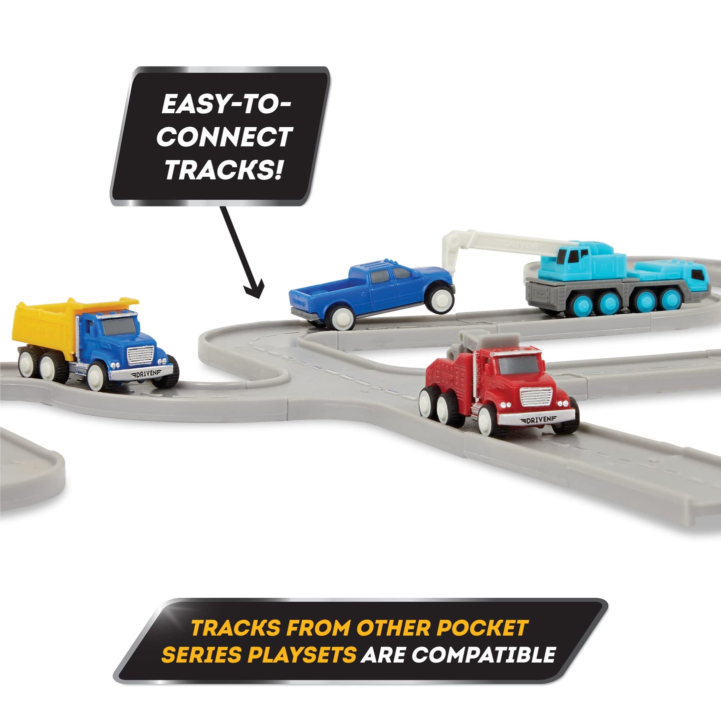 Driven By Battat – 61 Pcs Toy Car Pocket Playset 1:144 Scale – 15 Mini Cars Included & Accessories Car Track, Ramp & More – Gift Toy Car For Boys & Girls & Toddlers Age 3+