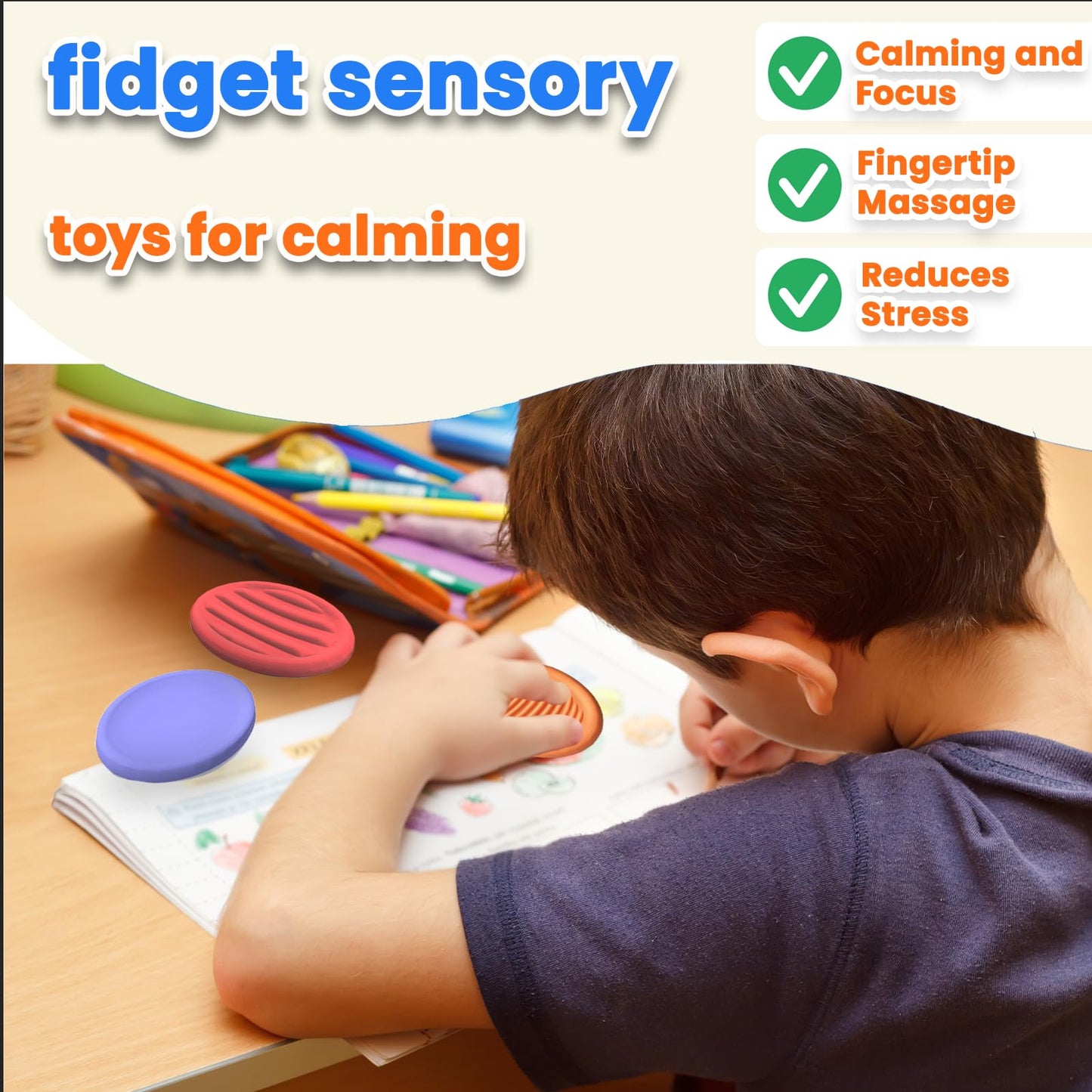 Fidget Toys For Kids Adults, 6Pcs Textured Sensory Stones For Autism Adhd Kids Calming, Fidget Stress Toys For Kids-Anxiety Reli