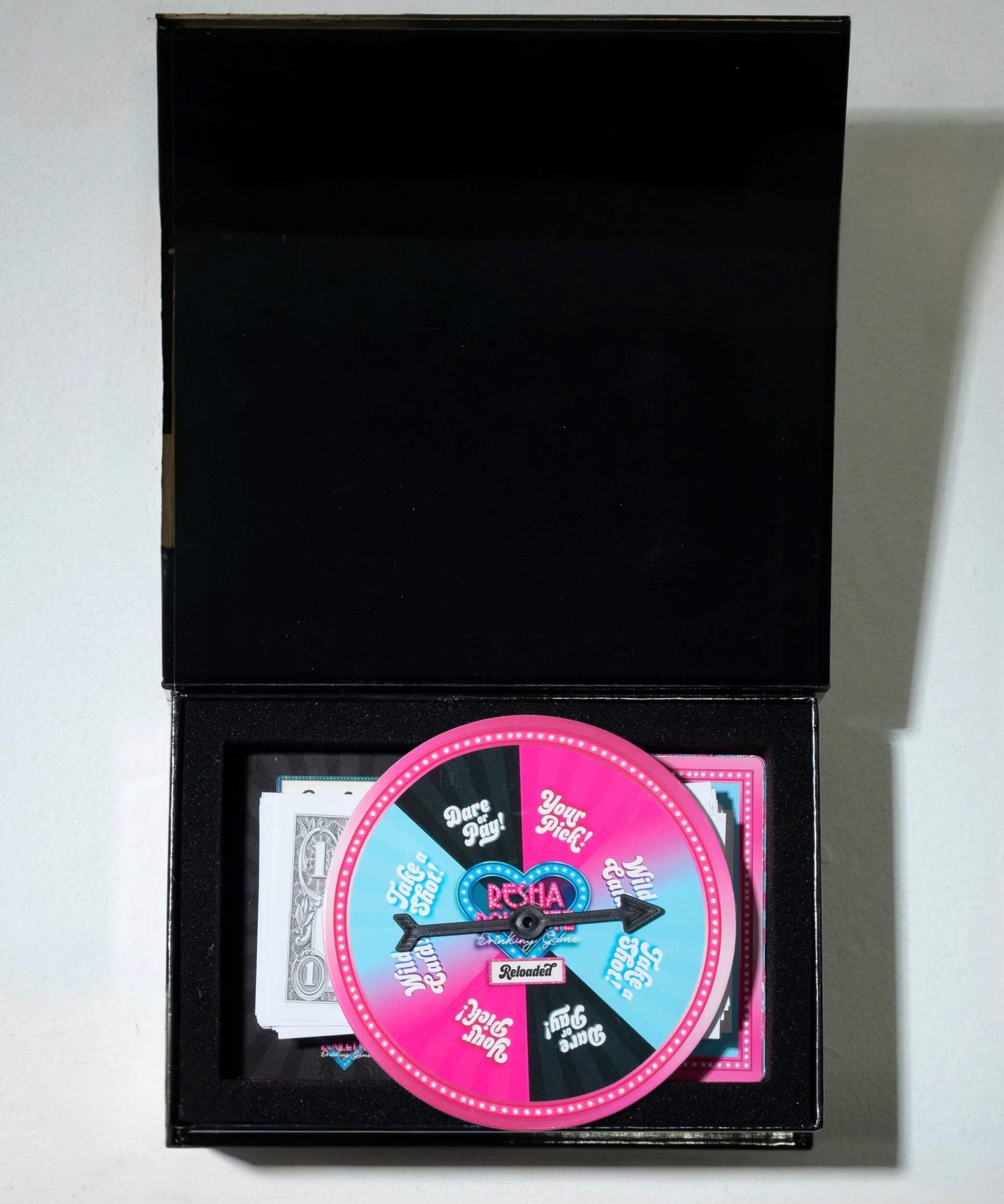 Caresha Please Resha Roulette Drinking Game - 21+ Card Game Set with Spinner, Dare Cards & Play Money for Adult Party Nights