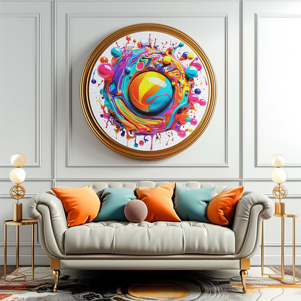 Bgraamiens Puzzle-Paint Splashes-1000 Pieces Gradient Colorful Impossible Puzzle For Adult,Hard Challenge Puzzle For Adult