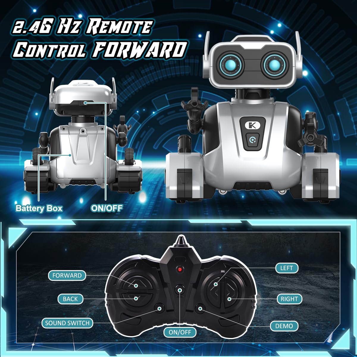 REMOKING STEM Remote Control Robot Toy for Kids, Educational Intelligent RC Toy With Dance, LED Eyes, Interactive Smart Gifts fo