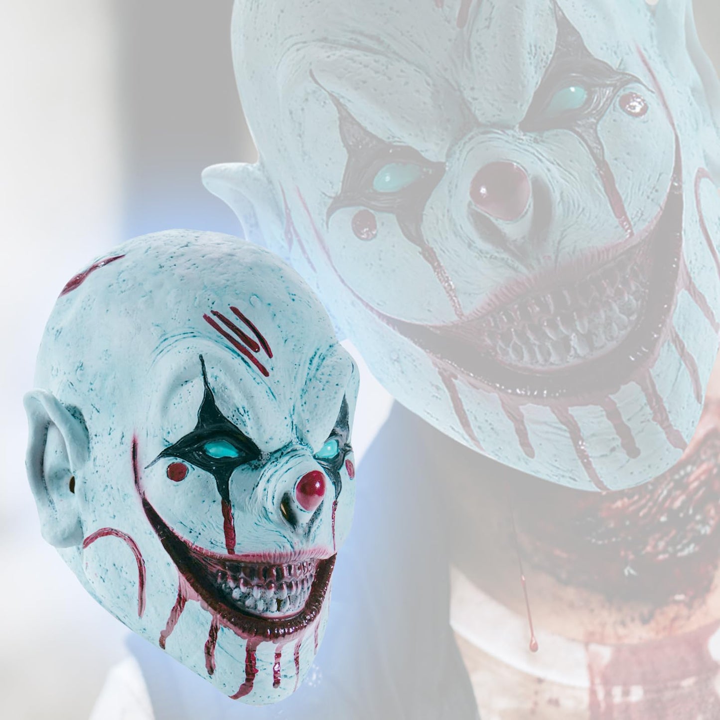 Stobbod Horror Clown Mask Scary Evil Killer Halloween Cosplay Mask Creepy Demon Masquerade Party Costume Accessories Full Head L