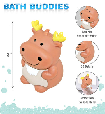 Dollibu Moose Bath Buddy Squirter - Floating Moose Rubber Bath Toy, Fun Water Squirting Bathtime Play For Toddlers, Cute And Soft Wild Life Animal Toy For The Bathtub, Beach, & Pool For Girls And Boys