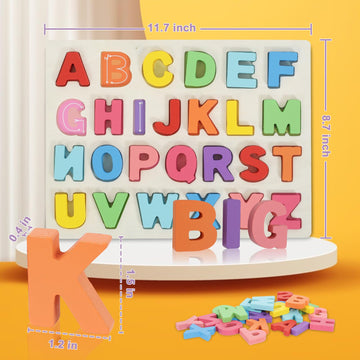 Kairsya Alphabet Puzzle - Montessori Wooden Puzzles For Toddlers 1-5 | Abc Alphabet Puzzles Learning Toys For Toddlers 1-5 Alpha