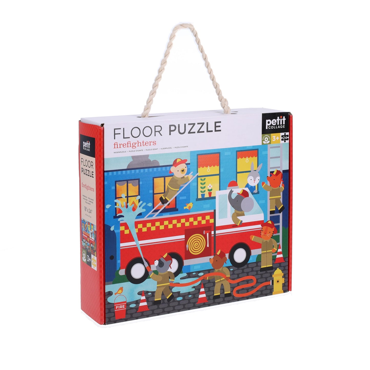 Petit Collage Floor Puzzle, Firefighters, 24-Pieces – Large Puzzle For Kids, Completed Firefighter Puzzle Measures 18” X 24” – Makes A Great Gift Idea For Ages 3+