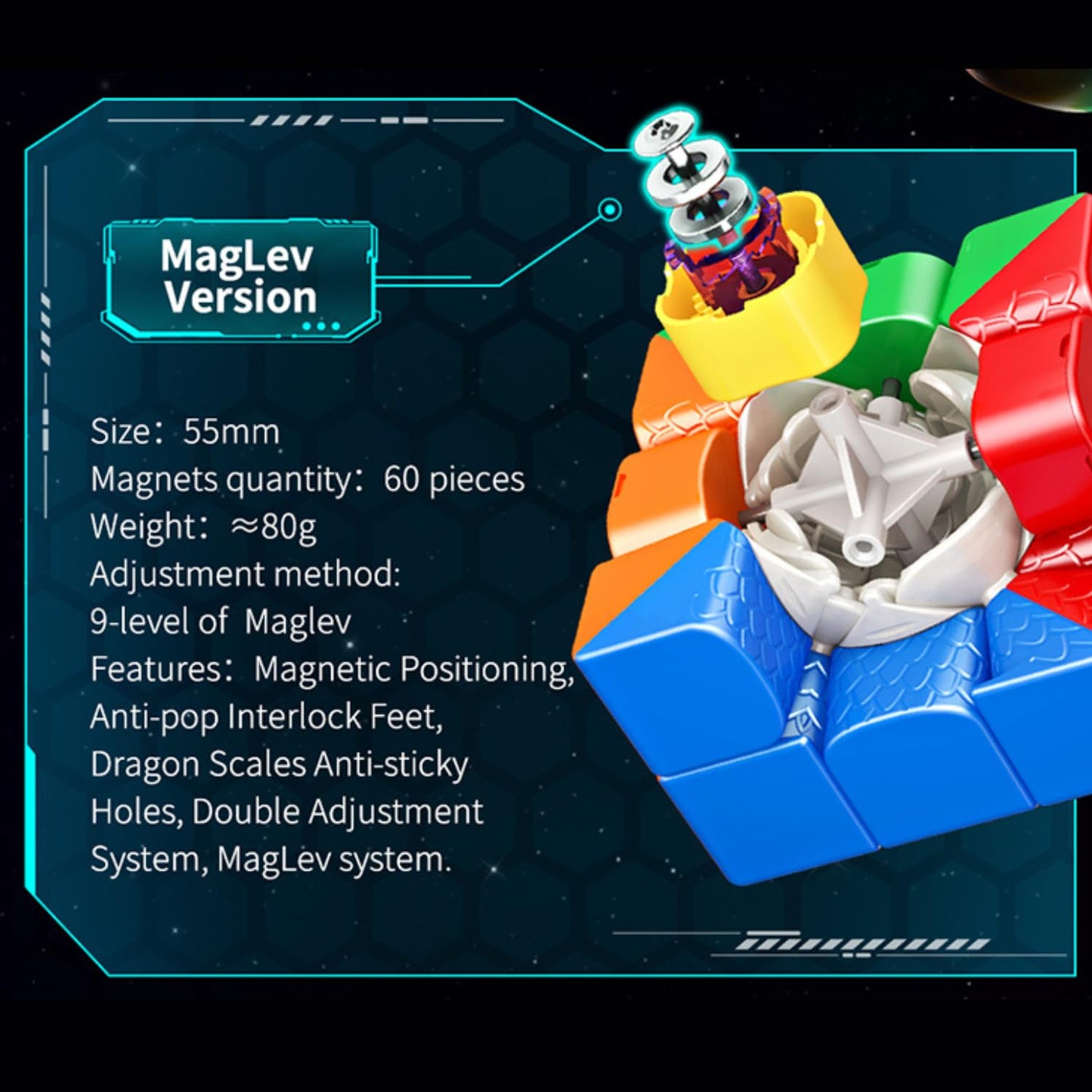 Cubelelo MoYu HuaMeng YS3 M MagLev 3x3 (Magnetic) Stickerless Speedcube for Kids & Adults | Features Double Adjustable System wi