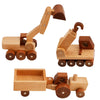 MONT PLEASANT Wooden Toy Construction Vehicle Set of 3 Toddler Montessori Toys Crane Tractor Trailer Excavator Toy Cars with Rolling Wheels Kids Construction Toys Educational Gift for Boys and Girls