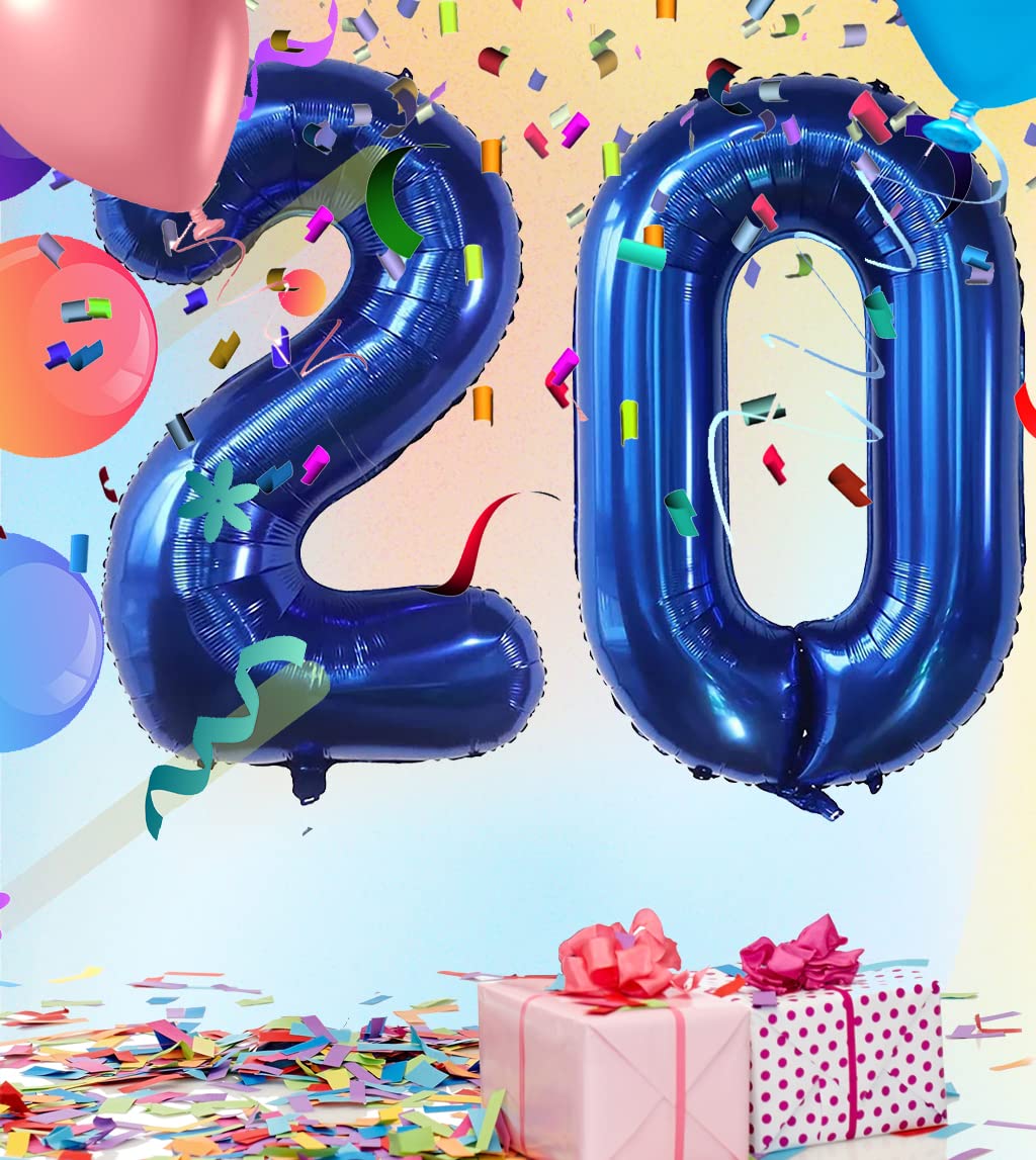 40Inch 20 Balloon Numbers Navy Blue Number 20 Balloons Self-Sealing For Birthday Party Decorations And Supplies Anniversary Part