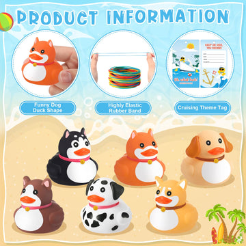 Motionchic 24 Sets Dog Rubber Duckies, Mini Cruise Duck Tag Kit Includes 24 Small Dog Ducks 24 Cruising Tag Cards 24 Rubber Band