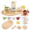 Tea Party Set for Little Girls,Wooden Tea Set,Princess Tea Time Sets for Kids Best Gifts for Toddler with Silicone Teapot Cups W