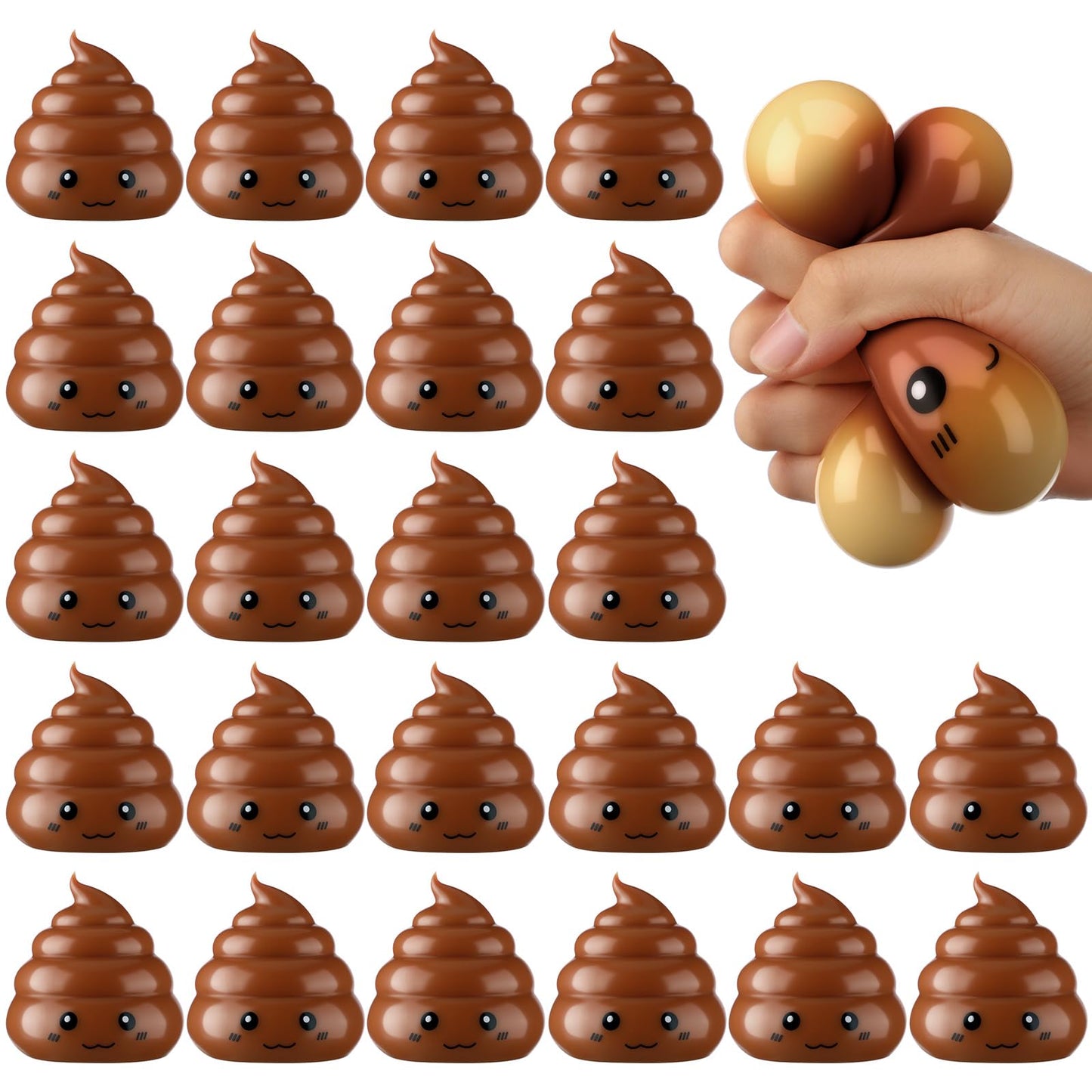 Meooeck 24 Pcs Poop Stress Relief Toys Mini Novelty Joke Toys for Relief Cute and Fun Stretchy Balls Poop Birthday Party Decorat