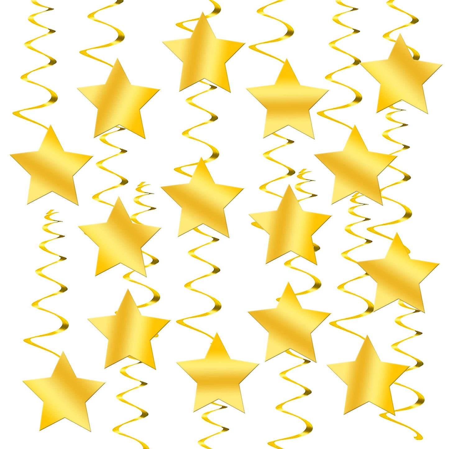 KatchOn, Gold Star Hanging Swirls - Pack of 30, No DIY | Gold Star Decorations for Party | Hanging Stars Decoration for Birthday