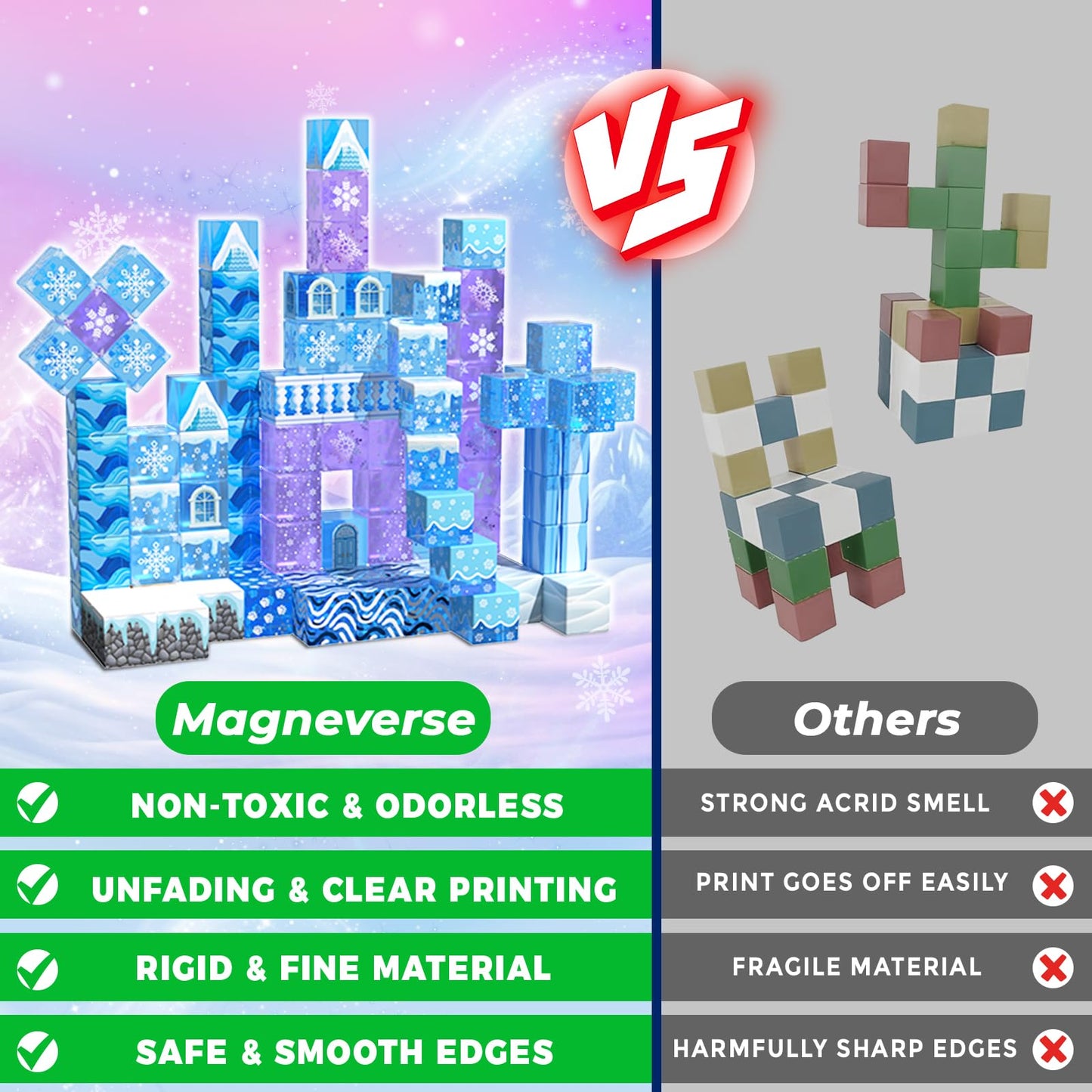 Magnetic Blocks - 100Pcs Magnetic Building Block For Kids Ages 4-8, Magnet Blocks Sets For Princess Castle Build, Magnet Cubes T