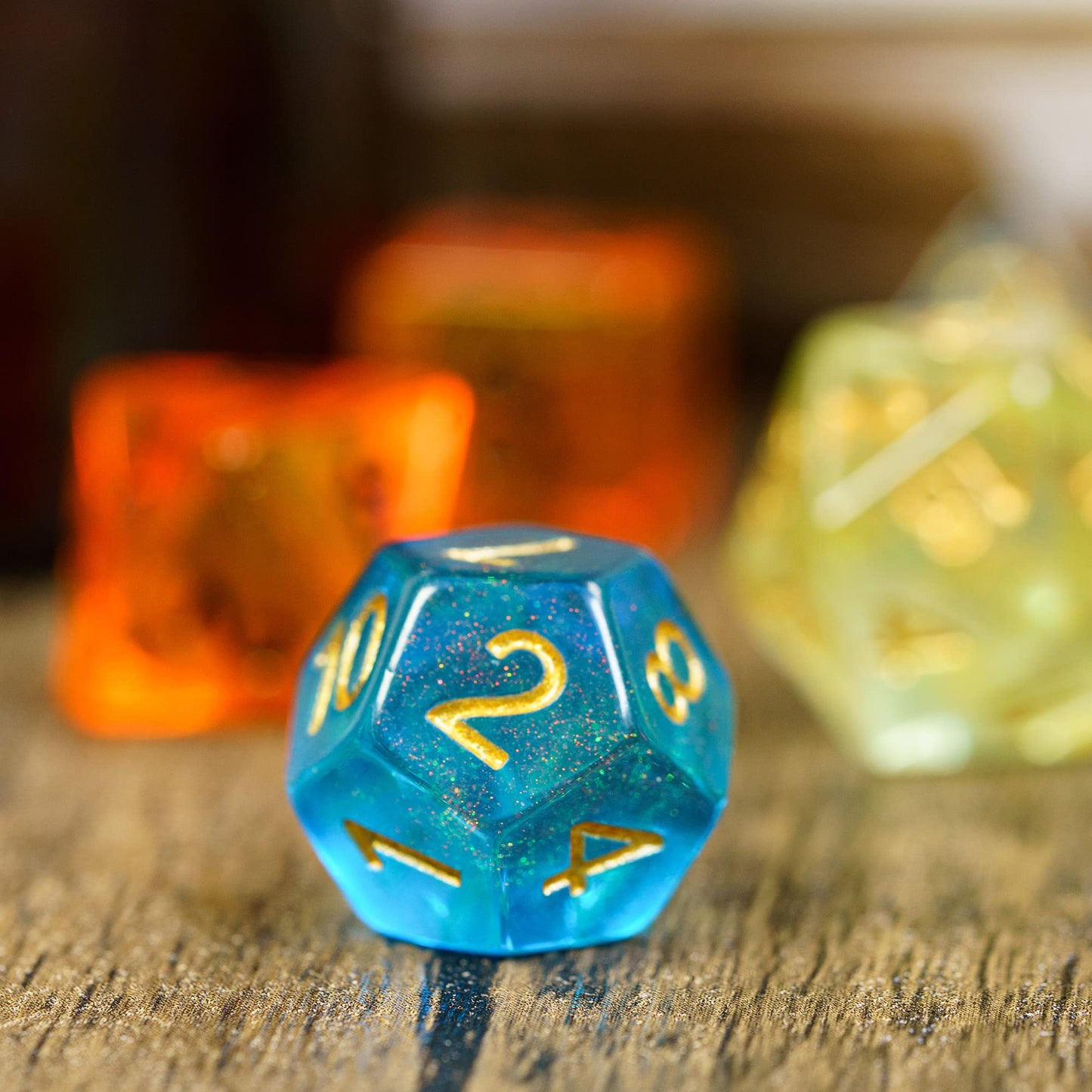 UDIXI 7PCS DND Dice Set Filled with Aurora Powder, Blue D&D Dice for Dungeons and Dragons, Polyhedral Dice for RPG MTG and Other