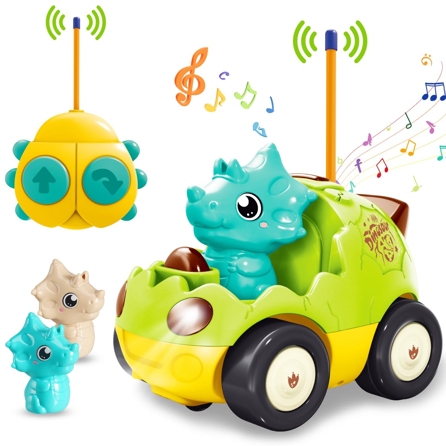 Pup Go Police RC Car for Boys Toddler Age 18 Months+, Cop Car with Siren & Flashing Light, 2 Removable Interchangeable Dolls, Re