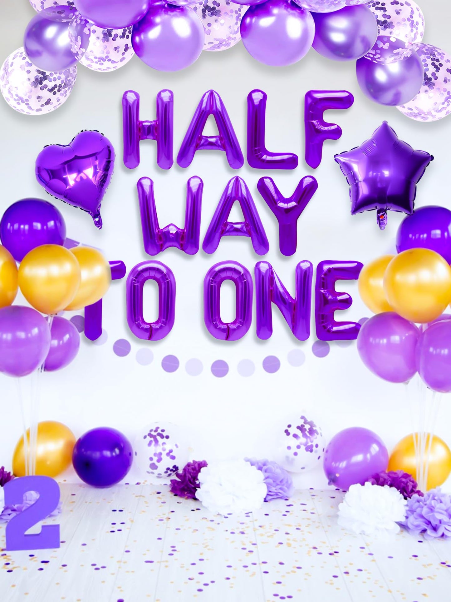 Jevenis Purple Half Way To One Balloons Half Way To One Decoration Half Birthday Decoration Half Birthday Balloons Half Birthday Party Supplies