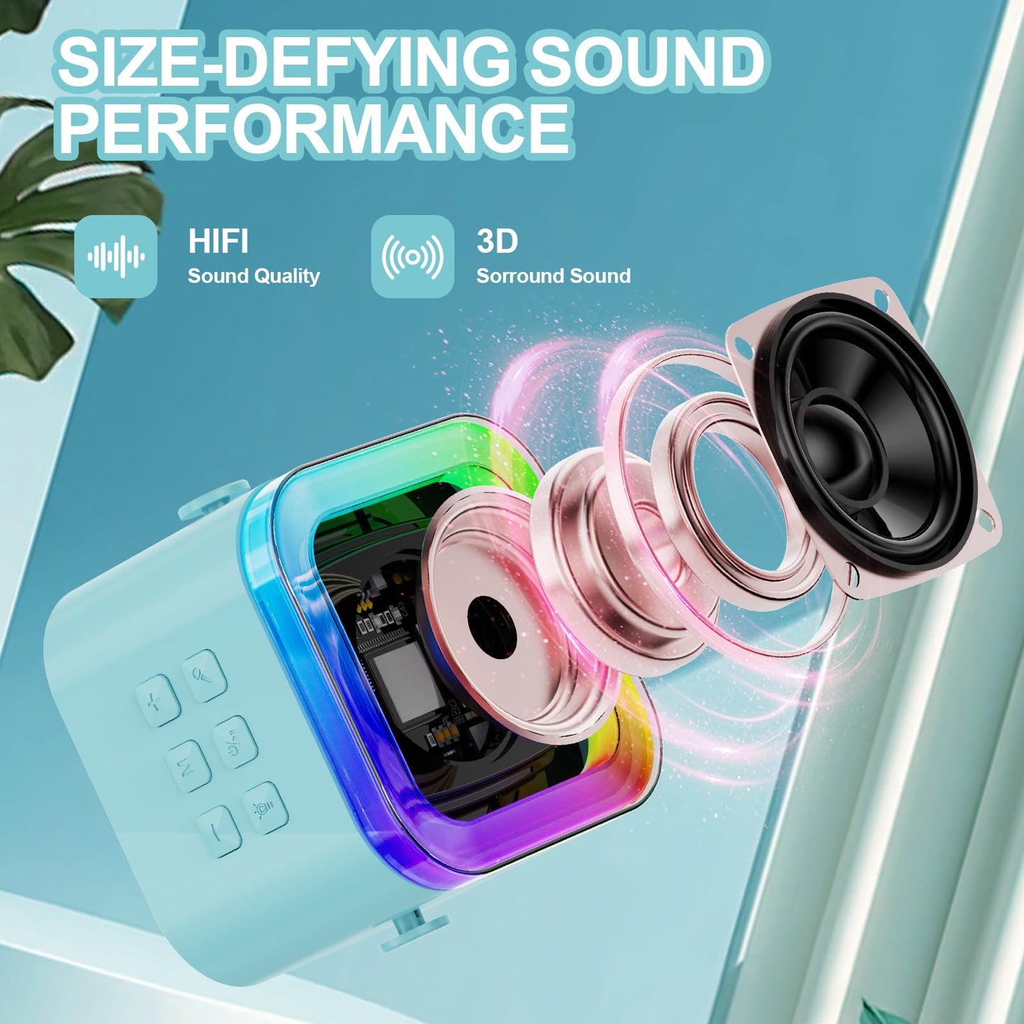 Mini Karaoke Machine For Kids Adults,Portable Bluetooth Speaker, 2 Wireless Microphones With Fun Voice Changing Function-Toys Fo
