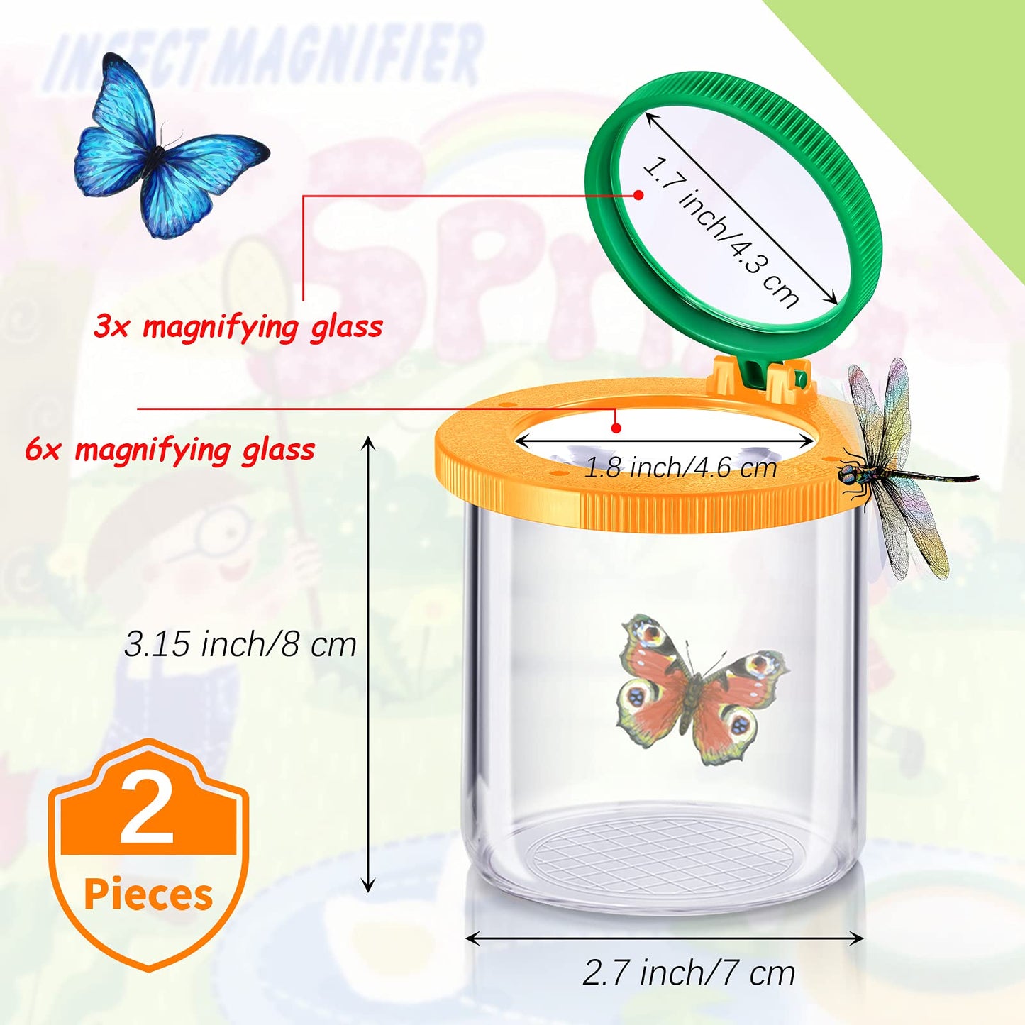 2 Pieces Magnifying Insect Box Insert Bug Viewer Bug Magnifier Container Critter Insect Cage Bug Jar For Kids Children Science Nature Exploration Tool (Chic Style)