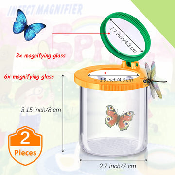 2 Pieces Magnifying Insect Box Insert Bug Viewer Bug Magnifier Container Critter Insect Cage Bug Jar For Kids Children Science Nature Exploration Tool (Chic Style)