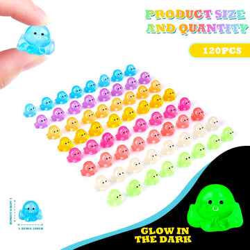 libfrnt 120 Pcs Luminous Mini Resin Octopus Figurines Tiny Octopus Glow in The Dark Cute Octopus Miniature Ornament Charms for A