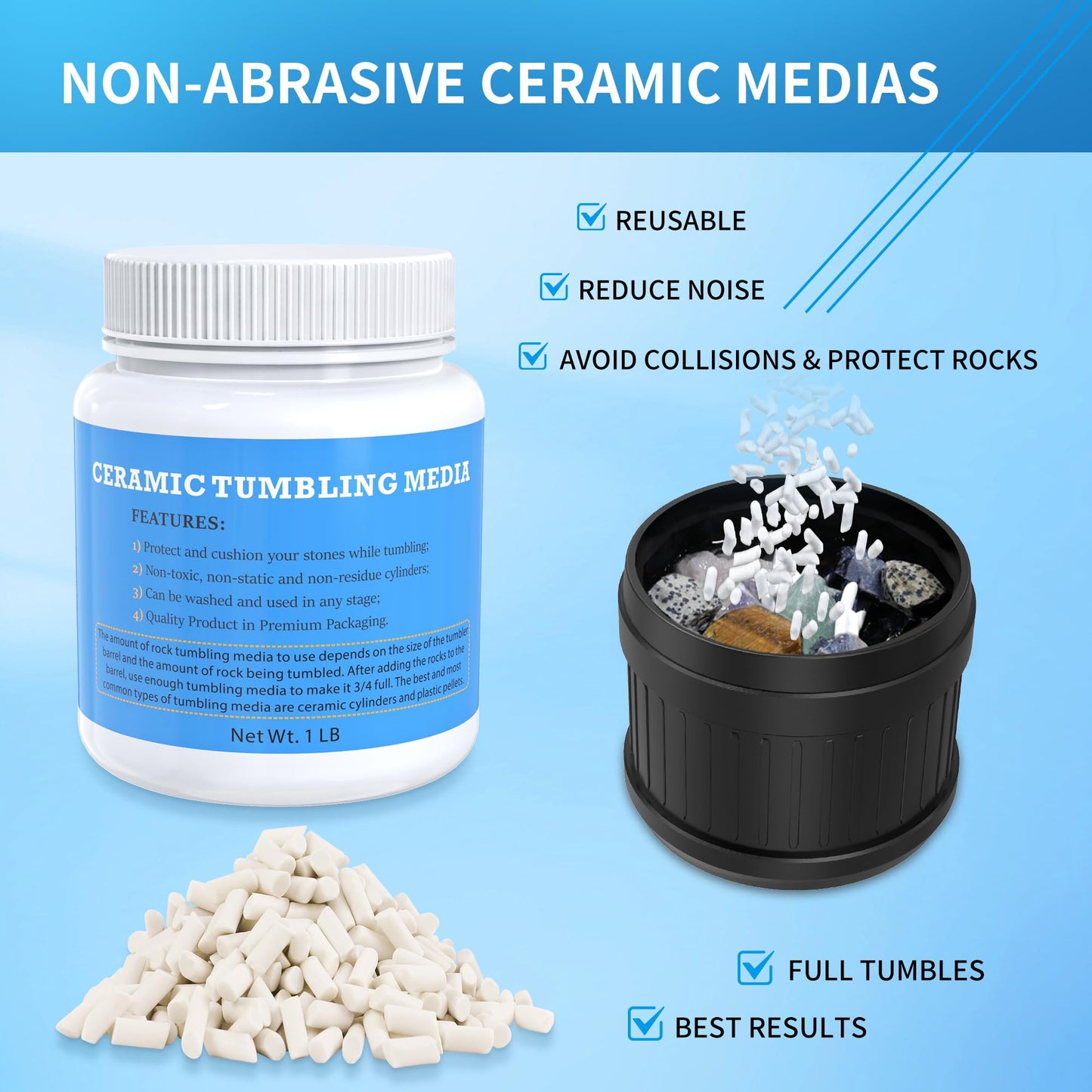 KomeStone Rock Tumbler Polishing Grits Kit - 4 lbs Silicon Carbide & Aluminum Oxide, Essential for Polishing, Model KS0720RT17
