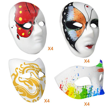 Lynkaye White Plain Masks,16 Pcs Diy Unpainted Masquerade Masks Craft Mardi Gras Dance Cosplay Party Mask Costume (Style A)