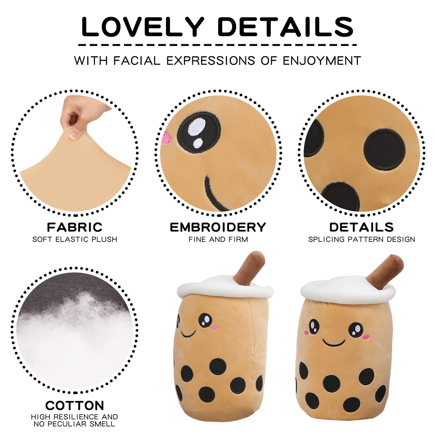 MMguai 14 inch Cute Big Boba Tea Plush Soft Hugging Pillow,Large Brown Pearl Milk Tea Stuffed Animals Toy for Girls Boys Birthda