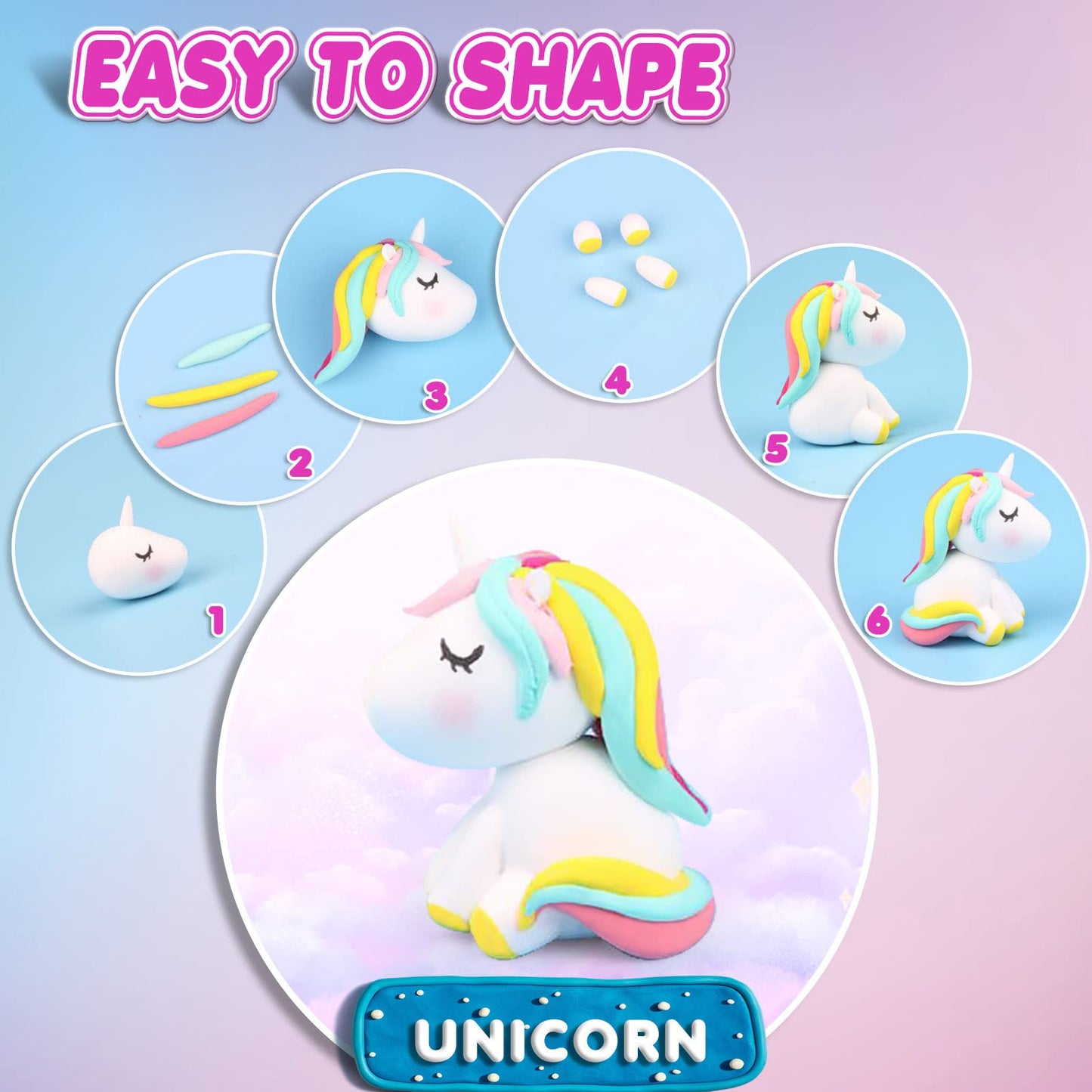 Essenson Air Dry Clay 64 Colors, Modeling Clay For Kids, Diy Molding Magic Clay, Gift For Kids