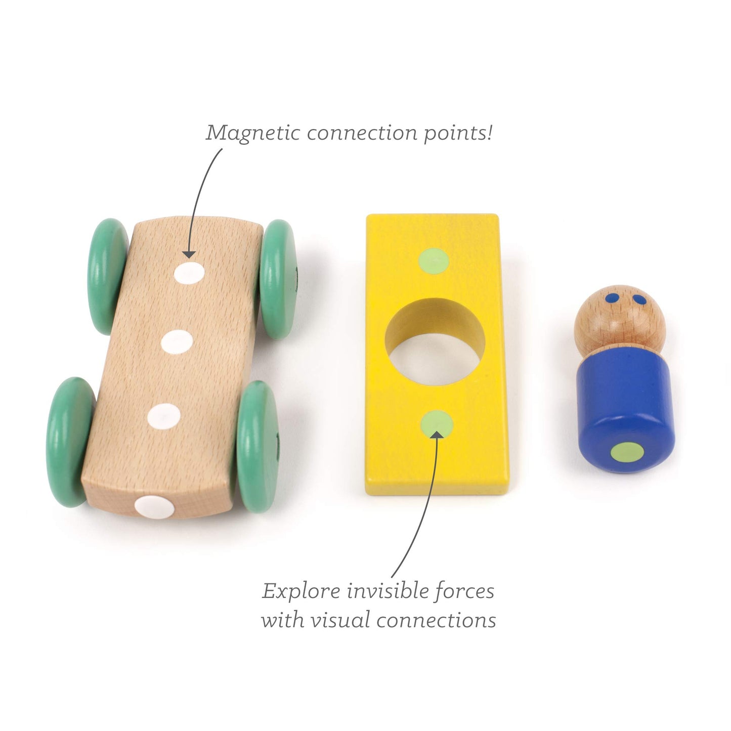 3 Piece Tegu Magnetic Racer Building Block Set, Yellow Big Top