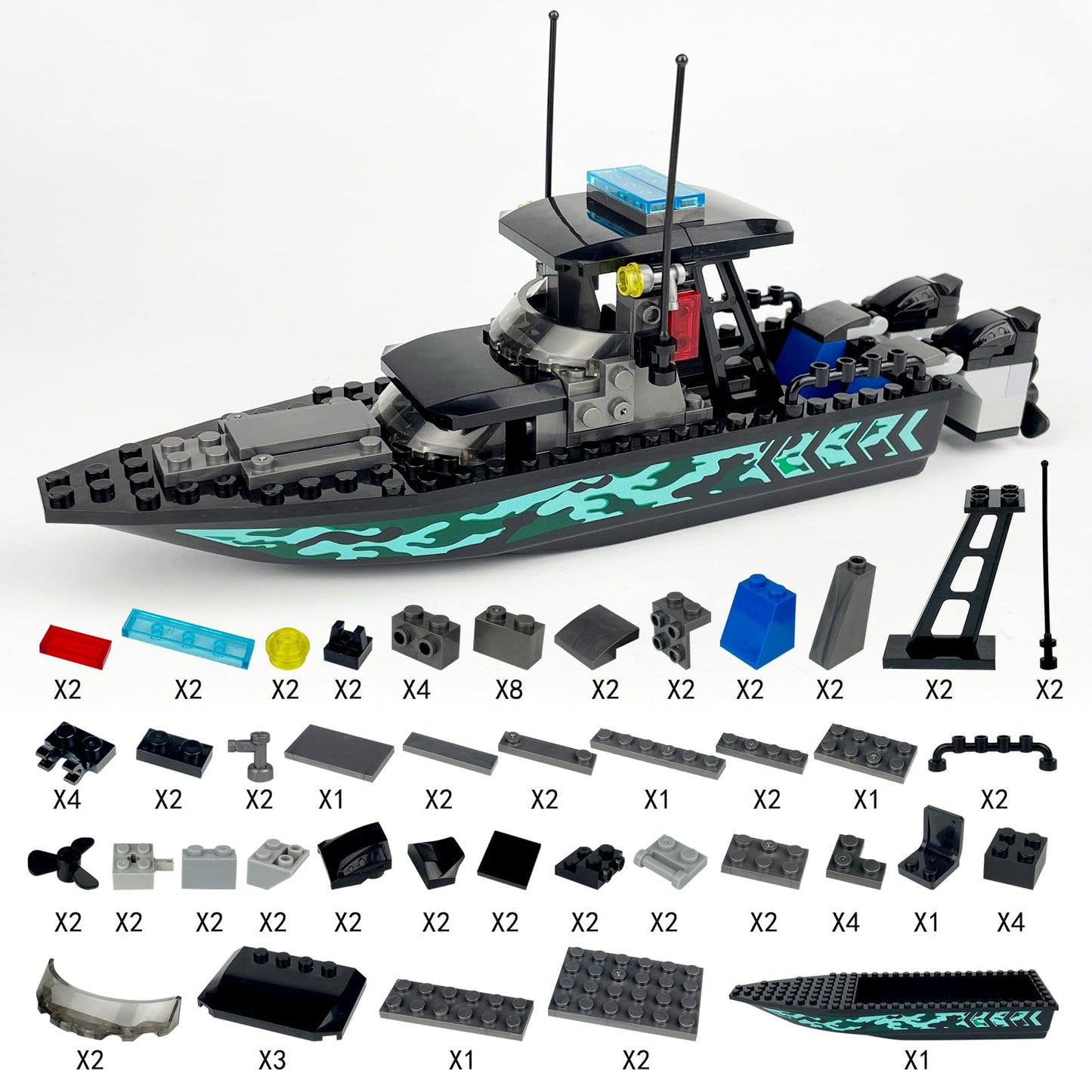 Podafu City Coast Guard Boat And Ships Building Blocks Sets, Police Boat, Rescue Boat, Guard Boat, Patrol Boats, Fishing Boat An