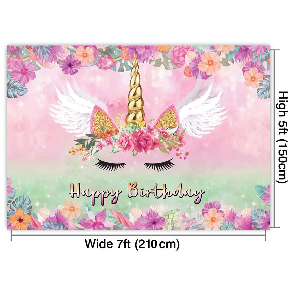 LTLYH 7x5FT Unicorn Birthday Backdrop & Banner Supplies