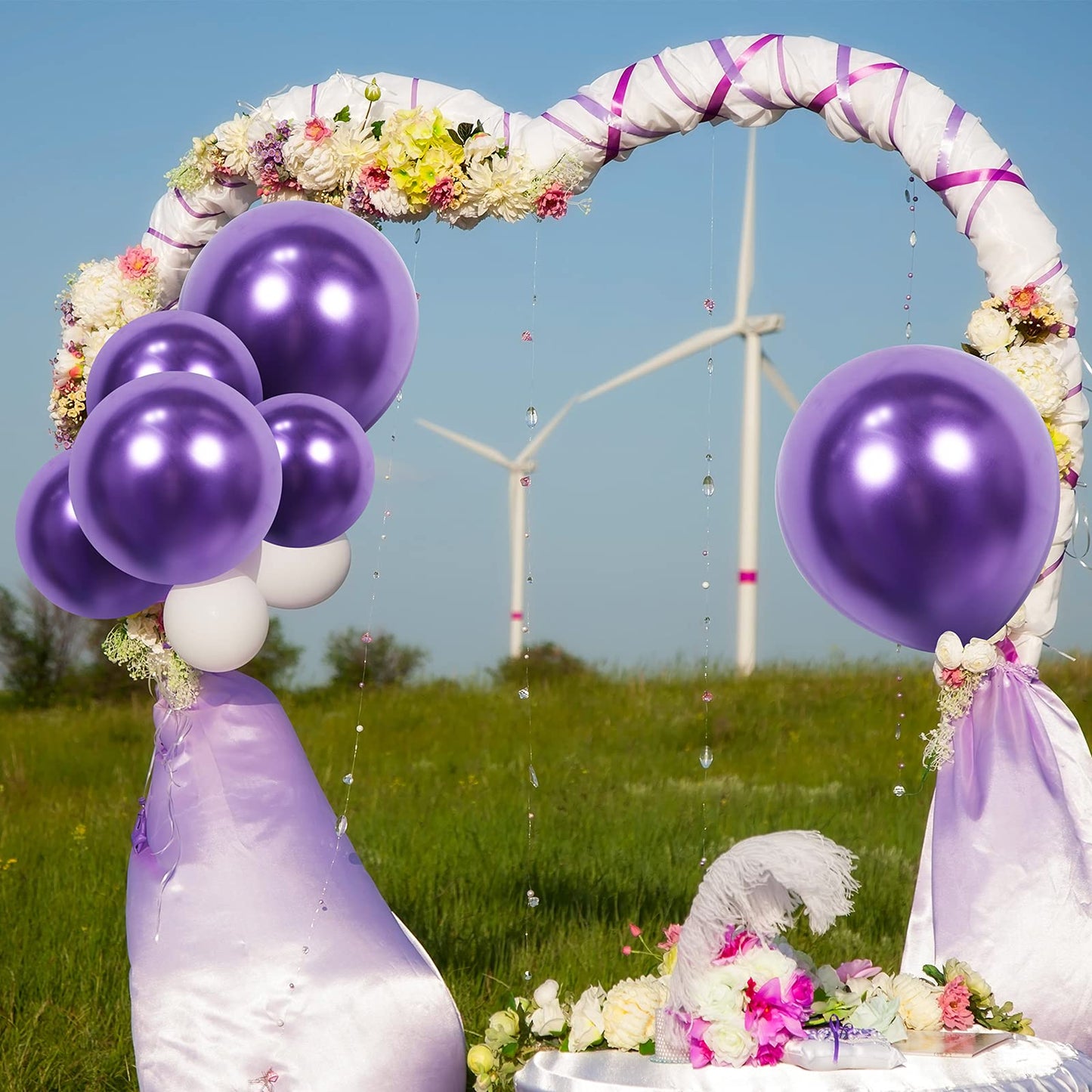 100 Pieces Latex Balloons Different Sizes 18/12/10/5 Inch Party Balloon Kit For Valentines Birthday Baby Shower Wedding Bride Graduation Party Decoration (Metallic Purple)