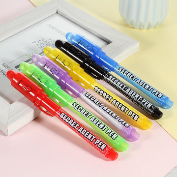 MaleDen Invisible Ink Pen - Upgraded 6pcs UV Light Magic Marker for Secret Messages, Multi-Color Plastic Spy Pen